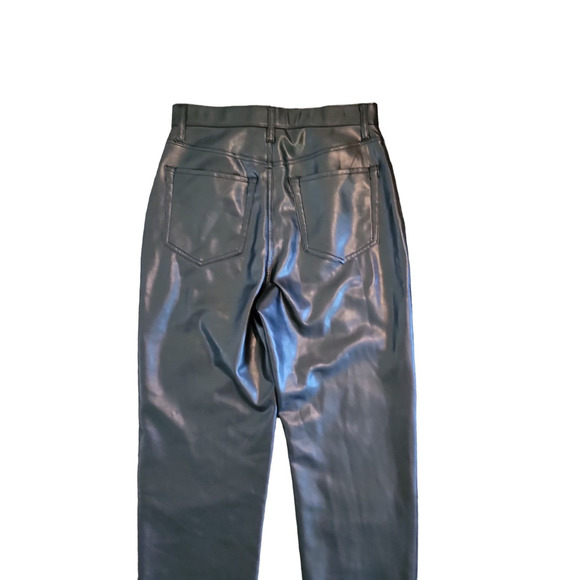 Abercrombie & Fitch The Ankle Straight Ultra High Rise Faux Leather 8L/29 Black - Picture 6 of 11